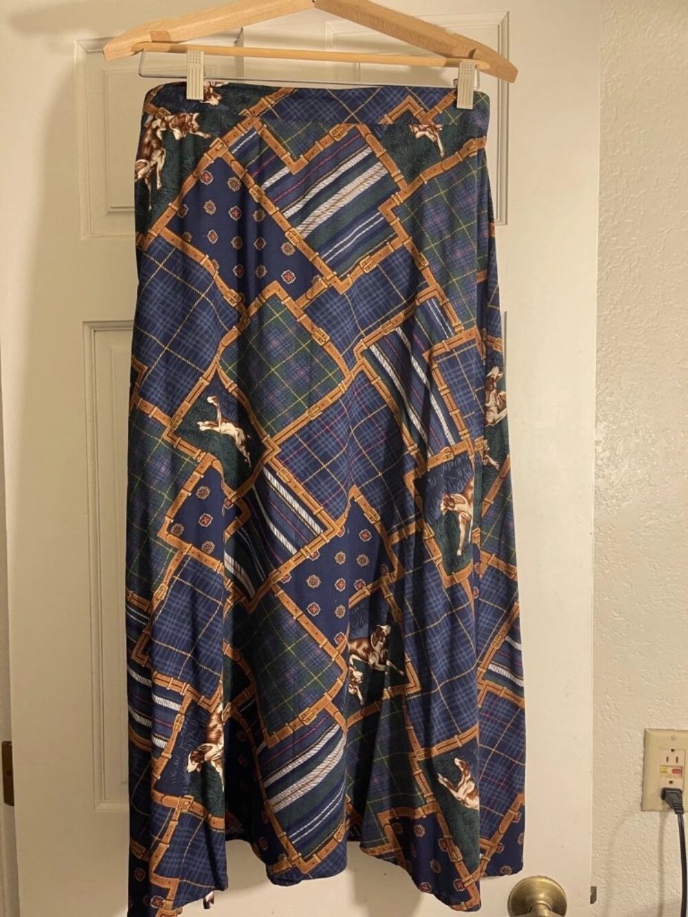 80s Plaid Dog Vtg Koret A Line Skirt. M RL Polo Aesthetic Dark Academia see note